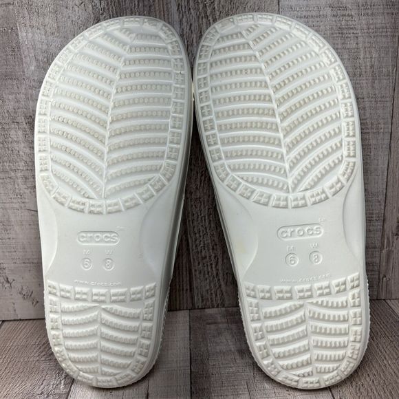 Crocs Women's Classic Slide Sandal Comfort Two Strap Slip On White Size 8 - Picture 12 of 13